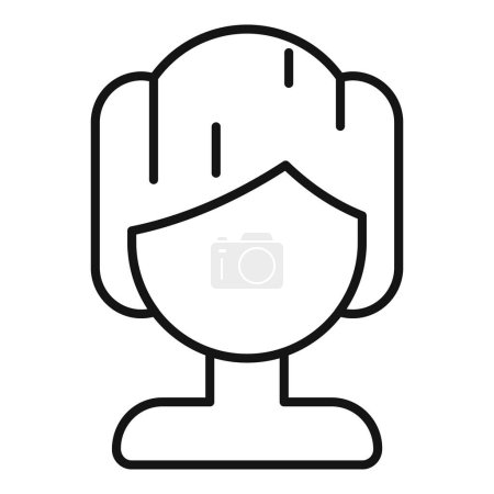 Illustration for Very short wig icon outline vector. Female fashion head. Coloration fake - Royalty Free Image