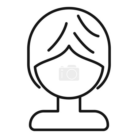Illustration for Brief wig face icon outline vector. Lady face fashion. Fake short barber - Royalty Free Image