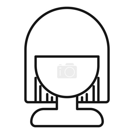 Illustration for Cute model wig icon outline vector. Trend attractive head. Artist lady - Royalty Free Image