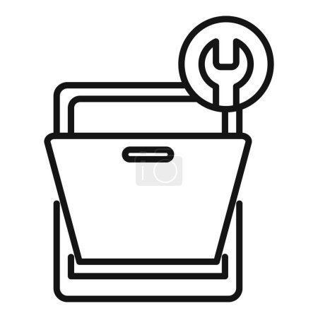 Illustration for Repair dishwasher icon outline vector. Service broken appliance. Home dirty - Royalty Free Image