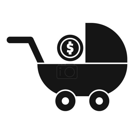 Illustration for Baby pram care icon simple vector. Family protect. Share love - Royalty Free Image