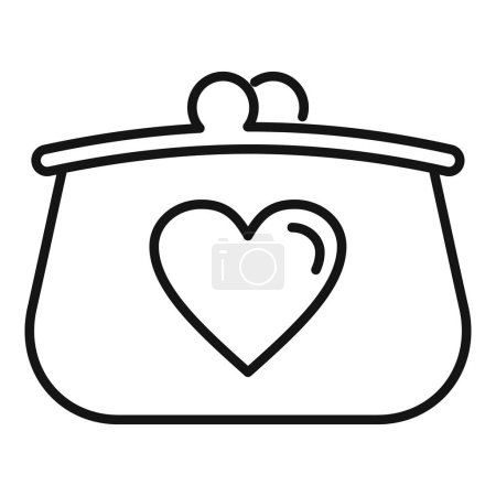 Illustration for Love parent wallet icon outline vector. Child support. Hand help volunteer - Royalty Free Image