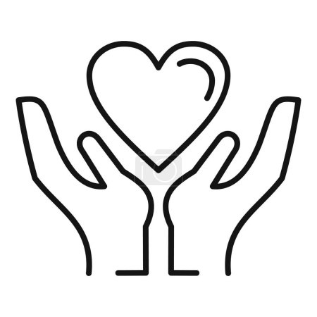 Illustration for Care love support icon outline vector. Unit shield. Protect adoption - Royalty Free Image