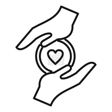 Illustration for Child support icon outline vector. Care family. Protect volunteer - Royalty Free Image