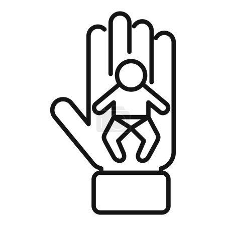 Illustration for Child support care icon outline vector. Parent help. Community medical - Royalty Free Image
