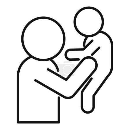 Illustration for Parent child support icon outline vector. Care protect. Parent happy hand - Royalty Free Image