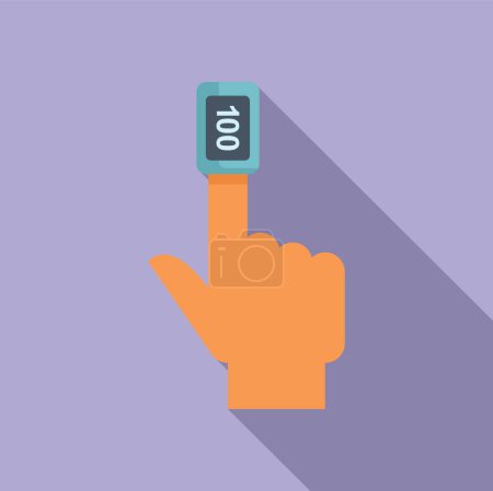 Illustration for Palpitating finger measurement icon flat vector. Cardiac health. Home sick - Royalty Free Image