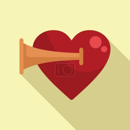 Illustration for Heart rate sound icon flat vector. Aorta healthy effect. Body female - Royalty Free Image