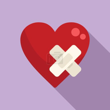 Illustration for Sick heart person icon flat vector. Pain impact. Unhealthy palpitating impact - Royalty Free Image