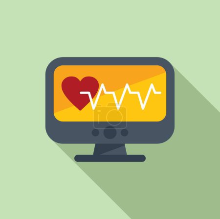 Illustration for Clinic heart monitor icon flat vector. Event body disease. Heart effect - Royalty Free Image