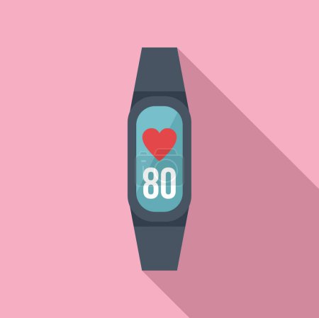 Illustration for Fitness band heart rate icon flat vector. Event person. Health effect - Royalty Free Image
