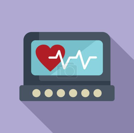 Illustration for Modern heart monitor icon flat vector. Body people person. Sick person healthy - Royalty Free Image
