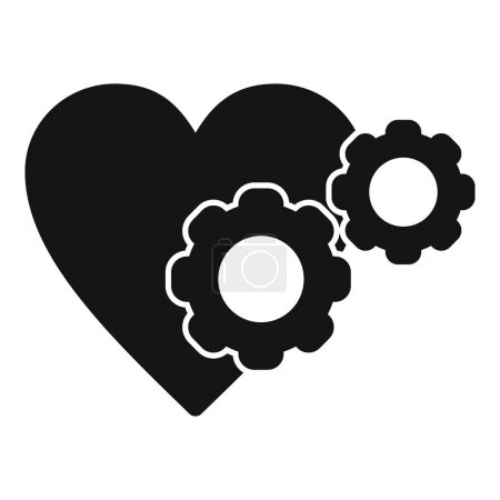 Illustration for Heart gear palpitating icon simple vector. Aliment disease. Aorta heart effect - Royalty Free Image