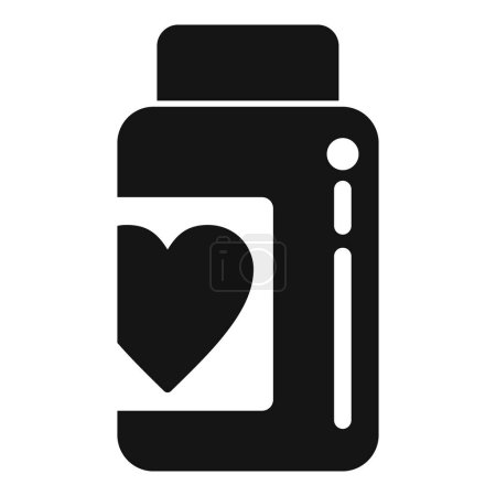 Illustration for Capsule bottle pills icon simple vector. Heart health. Stomach event - Royalty Free Image