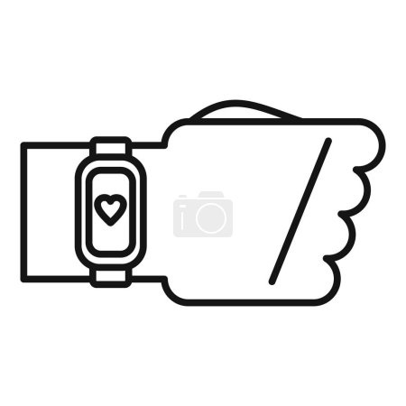 Illustration for Palpitating fitness band icon outline vector. Health effect. Pain heart - Royalty Free Image