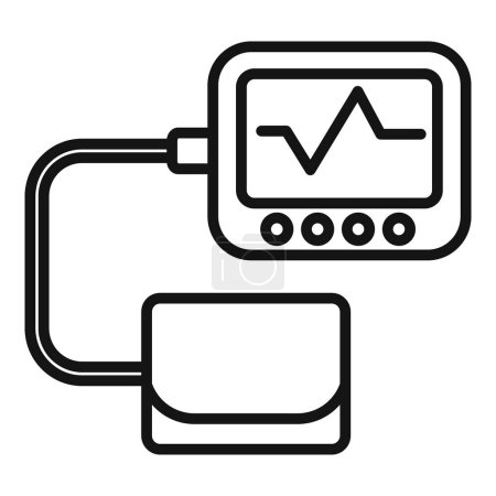 Illustration for Cardiac home monitor device icon outline vector. Pain heart. Impact disease - Royalty Free Image