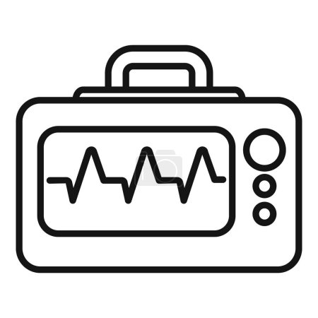 Illustration for Monitor event heart icon outline vector. Impact sick. Cardiac pain problem - Royalty Free Image