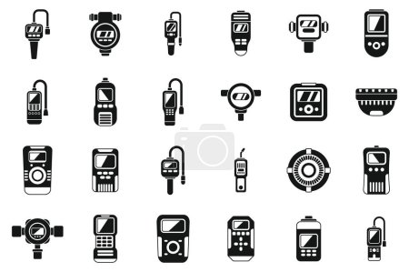 Illustration for Gas detector icons set simple vector. Meter instrument. Home leak accident - Royalty Free Image