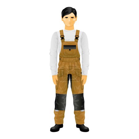 Illustration for Man builder overalls icon cartoon vector. Construction worker. Gal work gear - Royalty Free Image
