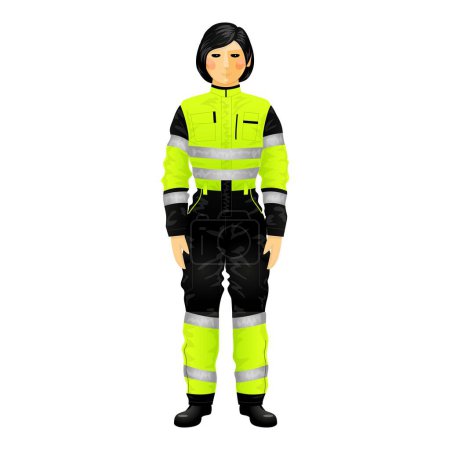 Illustration for Female green overalls icon cartoon vector. Expert slop. Uniform side - Royalty Free Image