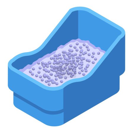 Blaue Farbe Toilettenfilter Symbol isometrischen Vektor. Niedliche Tablett poop. Familienschaufel