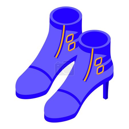 Illustration for Blue leather shoes icon isometric vector. Classic beauty. Sign model - Royalty Free Image
