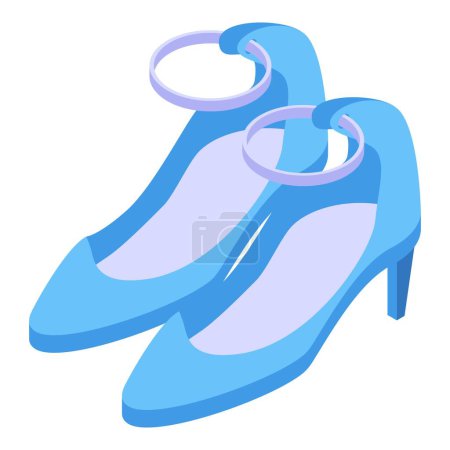 Illustration for Blue shoes heel icon isometric vector. Wear sexy brand. Object beauty - Royalty Free Image