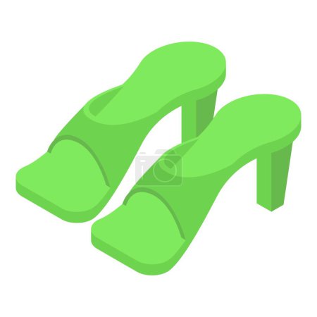 Illustration for Green lime female shoes icon isometric vector. Sexy summer style. Retail happy model - Royalty Free Image