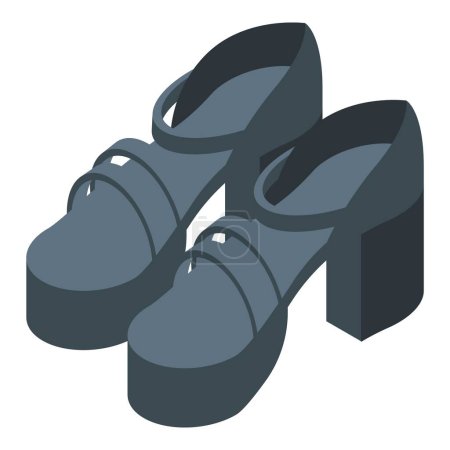 Illustration for Black leather woman shoes icon isometric vector. High heels style. Party stiletto - Royalty Free Image
