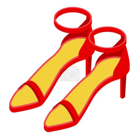 Illustration for Red woman shoes icon isometric vector. High heels model. Leather fashion - Royalty Free Image