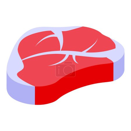 Illustration for Meat for borsch icon isometric vector. Bacon cook. Plate cream cuisine - Royalty Free Image