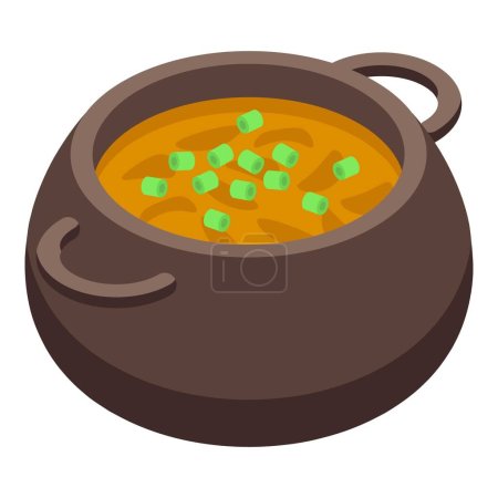 Illustration for Ceramic pot with borsch icon isometric vector. Dish recipe. Soup cuisine - Royalty Free Image