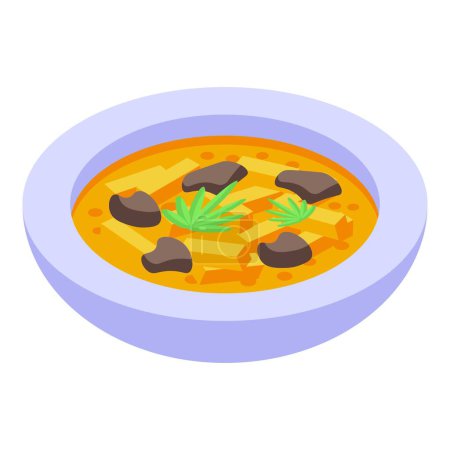 Ilustración de Sopa cocina icono de alimentos vector isométrico. Receta de plato de cocina. Nuevo borsch - Imagen libre de derechos