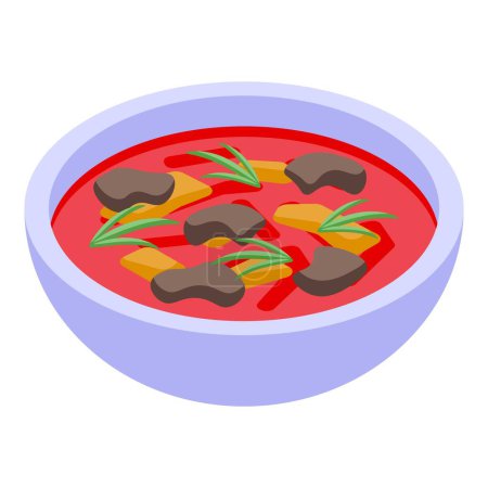 Illustration for Borsch with vegetable icon isometric vector. Culture culinary. Fast food - Royalty Free Image