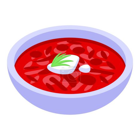 Illustration for Beans red borsch icon isometric vector. Vegetable food. Dish recipe - Royalty Free Image