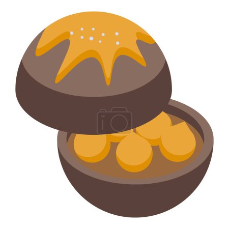 Illustration for Cocoa butter bomb icon isometric vector. Cake candy. Sugar bakery - Royalty Free Image