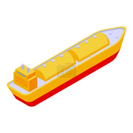 Illustration for Gas carrier ship technology icon isometric vector. Fuel truck. Water sea bulk - Royalty Free Image