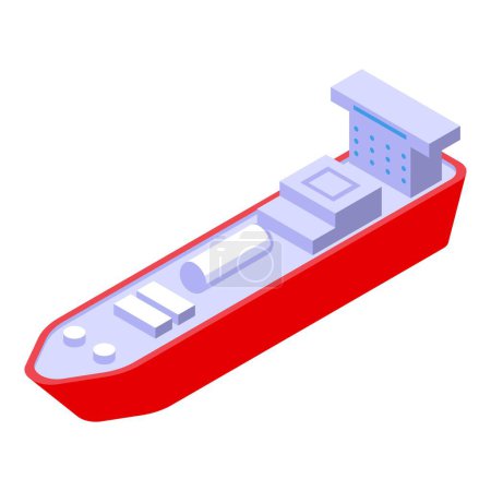 Illustration for Red carrier ship icon isometric vector. Fuel truck. Port cargo container - Royalty Free Image