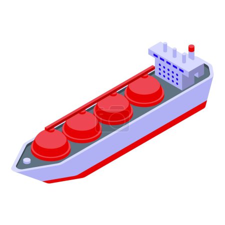 Illustration for Logistic gas carrier ship icon isometric vector. Container cargo. Rail shipment - Royalty Free Image