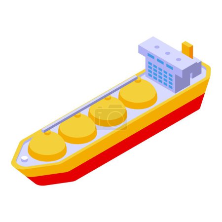 Illustration for Fuel pipe ship icon isometric vector. Gas carrier vessel. Tanker maritime - Royalty Free Image