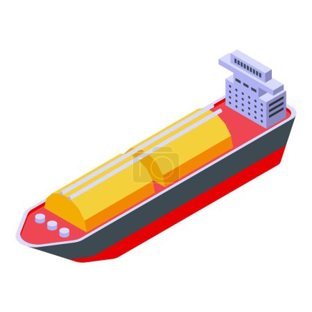 Illustration for Sea vessel shipment icon isometric vector. Gas lng vessel. Fuel pipe - Royalty Free Image