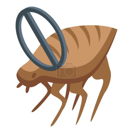 Ilustración de Sin pulgas en el icono del animal doméstico vector isométrico. Collar de pulgas. Protección de la correa - Imagen libre de derechos