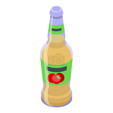 Apfelweinflaschensymbol isometrischer Vektor. Getränkegebräu. Alkohol heiß