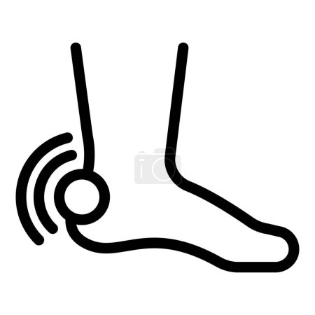Fersenschmerz-Symbolumrissvektor. Knöchelschuhe. Schuhsohlenstütze