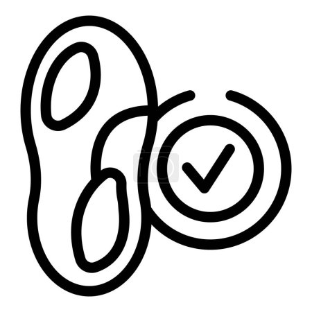 Illustration for Approved orthopedic insoles icon outline vector. Foot bone. Heel dark pain - Royalty Free Image