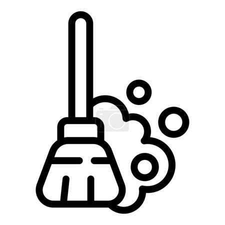 Brush broom cleaning icon outline vector. Dark dust. Pavement surface