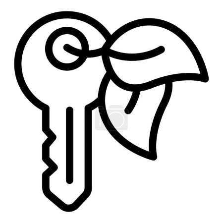 Eco-Haus-Schlüssel-Tür-Symbol Umrissvektor. Gebührenökologie. Generator elektrisch