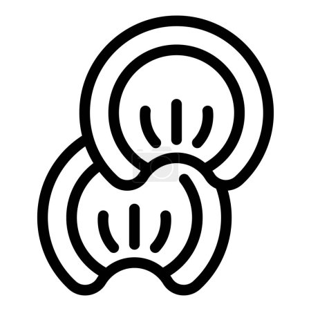 Téléchargez les illustrations : Vecteur de contour d'icône Pelmeni. Des raviolis asiatiques. Cuisine de boeuf alimentaire - en licence libre de droit