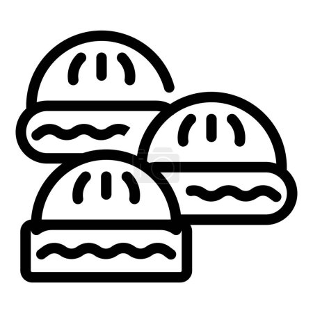 Téléchargez les illustrations : Boulettes de pâte icône contour vecteur. Cuisinière de boeuf. Variété asiatique gyoza - en licence libre de droit
