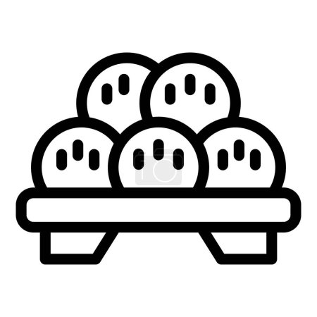 Téléchargez les illustrations : Stand dumplings icône contour vecteur. Variété italienne. Farine noire de ravioli - en licence libre de droit